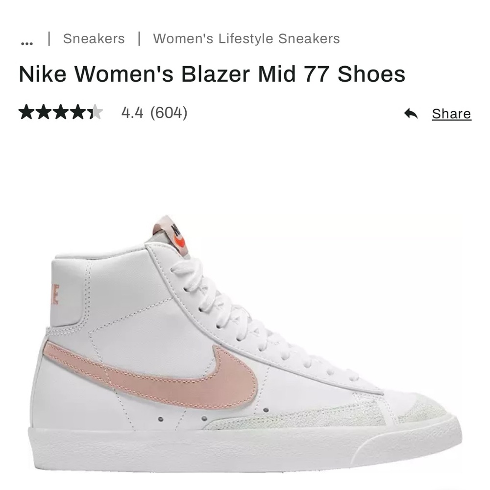 Nike Blazer Mid rise pink high tops W US size 9